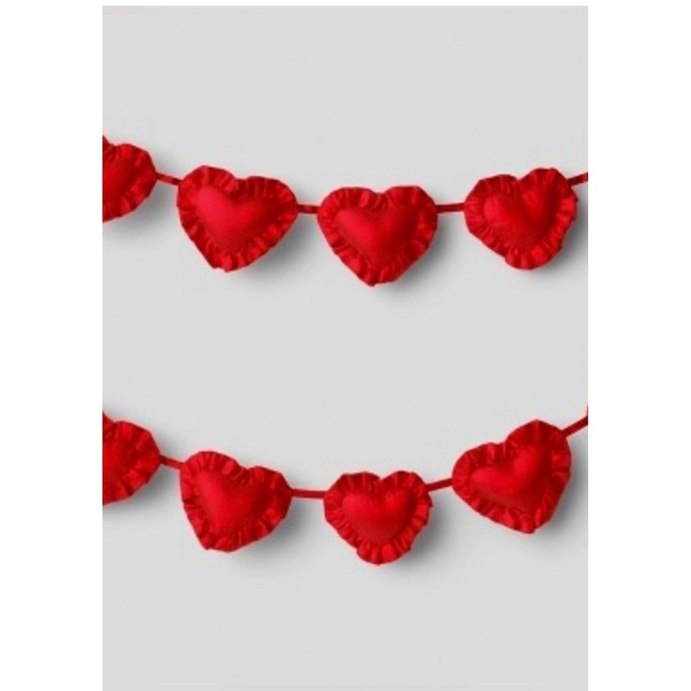 Threshold Heart Garland 6ft Red NEW Satin Ruffled Romantic Valentine's Day Decor